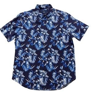 Ralph Lauren Men's Navy Blue Tropical Floral Short Sleeve Button Up Shirt Size M